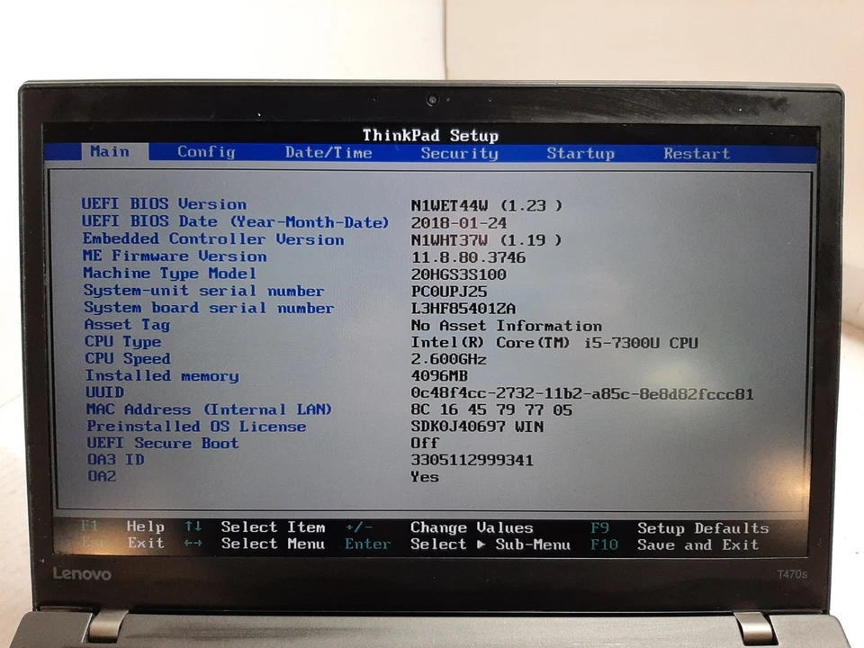 LOT OF 9 Lenovo ThinkPad T470s Laptop 14" i5-7300U 4/8GB RAM NO OS/SSD #97 - Image 3 of 4