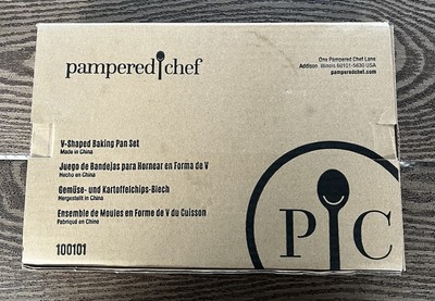 Pampered Chef V Shaped Baking Pan Set #100101 Tacos Brand New In Box
