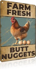Chicken Coop Farm Fresh Butt Nuggets Tin Metal Signs Home D cor 8x12