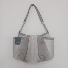 NEW Simply Vera Alicia Pleated Hobo Shoulder Handbag Gray Toned Silver Chain #P1
