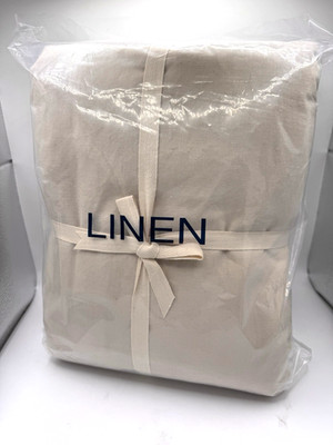 RTHX92N 100% French Flax Linen CAL KING 3 Piece Duvet Cover Set Natural