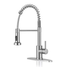 DJS Kitchen Faucets with Pull Down Sprayer Brushed Nickel High Arc Single Han...