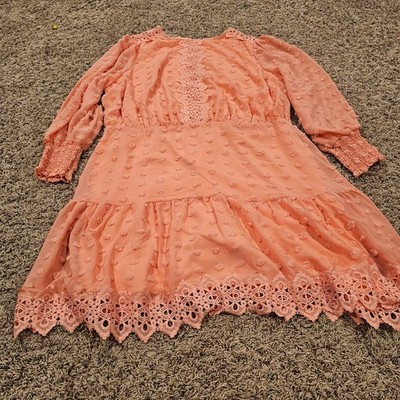 Love X Design Coral Swiss Dot Crochet Lace Mini Dress Plus Size 3X NWT