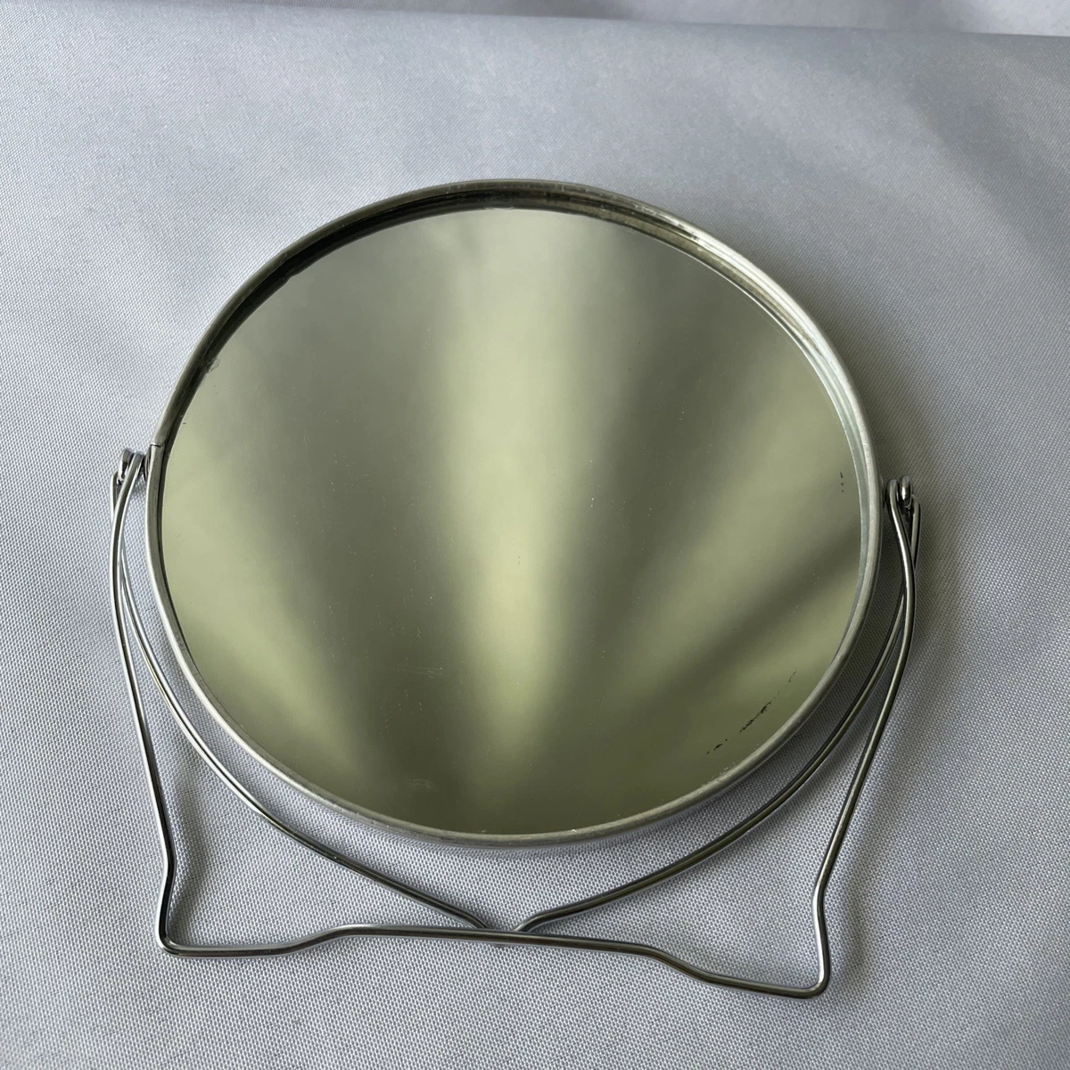 Vintage Vanity Mirror 2 Sided Folding Stand MCM 5” Round Make-up Mirror Travel
