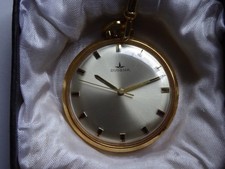 Vintage HTU: DUGENA, carica manuale, placcato oro, usato, funziona bene, catena, scatola