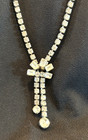 Sparkling Vintage Prong Set Clear Rhinestone Drop Dangling Choker Necklace — photo 1