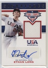 2017 USA Baseball Stars & Stripes and Signatures Jersey /99 Ethan Long Auto 0i76
