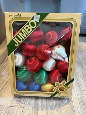 Vintage Pyramid Satin Sheen ''Jumbo'' Christmas Ball Ornaments