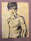 David Bromley Original Painting Acrylic on ART PAPER JOE BARE CHESTED MAN