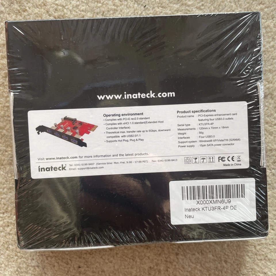 Inateck KTU3FR-4P 4 Port USB 3.0 Expansion Card New - Image 4 of 4