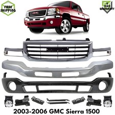 Front Bumper Chrome Face Bar Grille Assembly Kit For 2003-2006 Gmc Sierra 1500