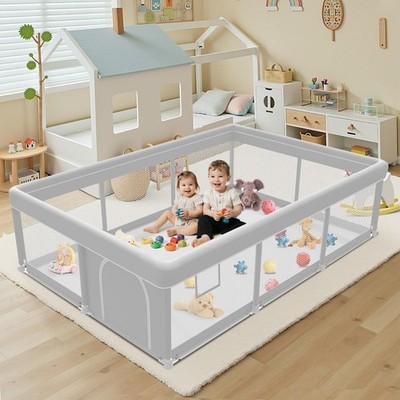 Baby Playpen 74x50 Inch, for Babies and Dark Grey