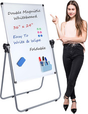 36X24 Whiteboard with Stand, Double Sided Magnetic Dry Erase Board