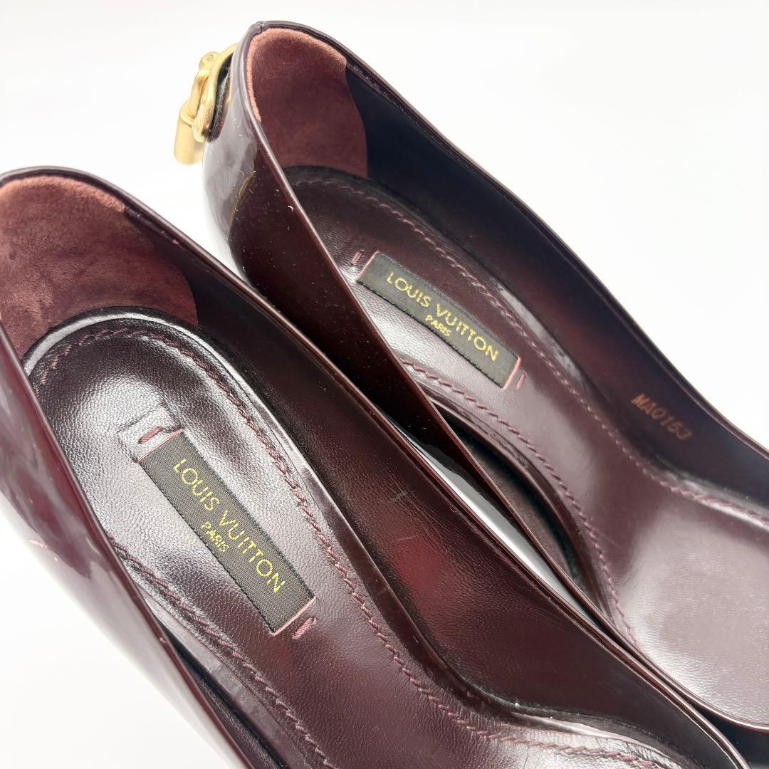 LOUIS VUITTON Pumps Heel Leather Dark Brown EU 35.5 135340K Authentic thumbnail 8