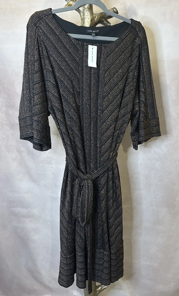 Nuevo con etiquetas Vestido de Fiesta Lane Bryant Negro y Bronce con Cinturón Talla 18/20 Foto 4 de 4