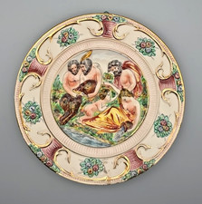VTG Capodimonte HandPainted 3D Porcelain Wall Hanging Plate Marked Italy