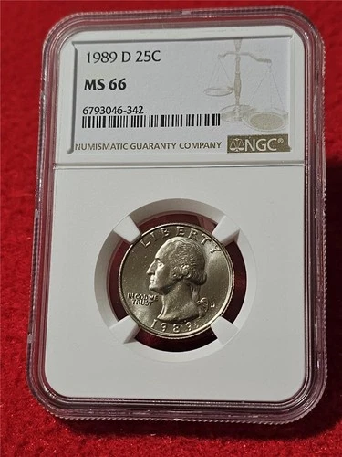 1989-D WASHINGTON QUARTER   NGC MS 66  UNCIRCULATED                     #T1405