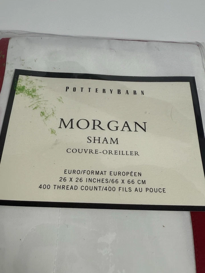 Pottery Barn algodón morgan euro sham blanco rojo nuevo Foto 2 de 4