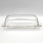 PYREX Clear Glass Covered Butter Dish Top & Base 72-B USA Vintage Kitchen Retro