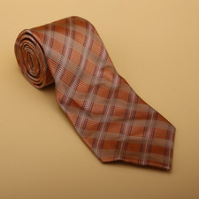Nautica Necktie 59in x 3.5in Orange Plaid 100 Silk
