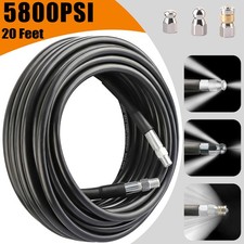 20FT Sewer Jetter Nozzles Kit Drain Cleaning Hose for Pressure Washer 5800PSI