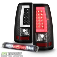 Smoke 1999-2002 Chevy Silverado GMC Sierra LED Bar Tail Lights+3rd Brake Lamp
