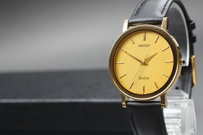 Vintage 1987 N MINT Seiko Dolce 9531-602A SGP Gold Round HAQ Qz