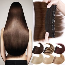 US Seamless One-Piece Clip In Remy 100 Human Hair Extensions Weft 3/4 Full Head