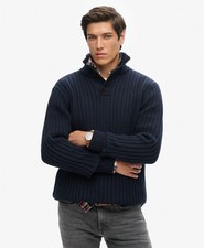 Superdry Mens Ribbed Half Button Jumper