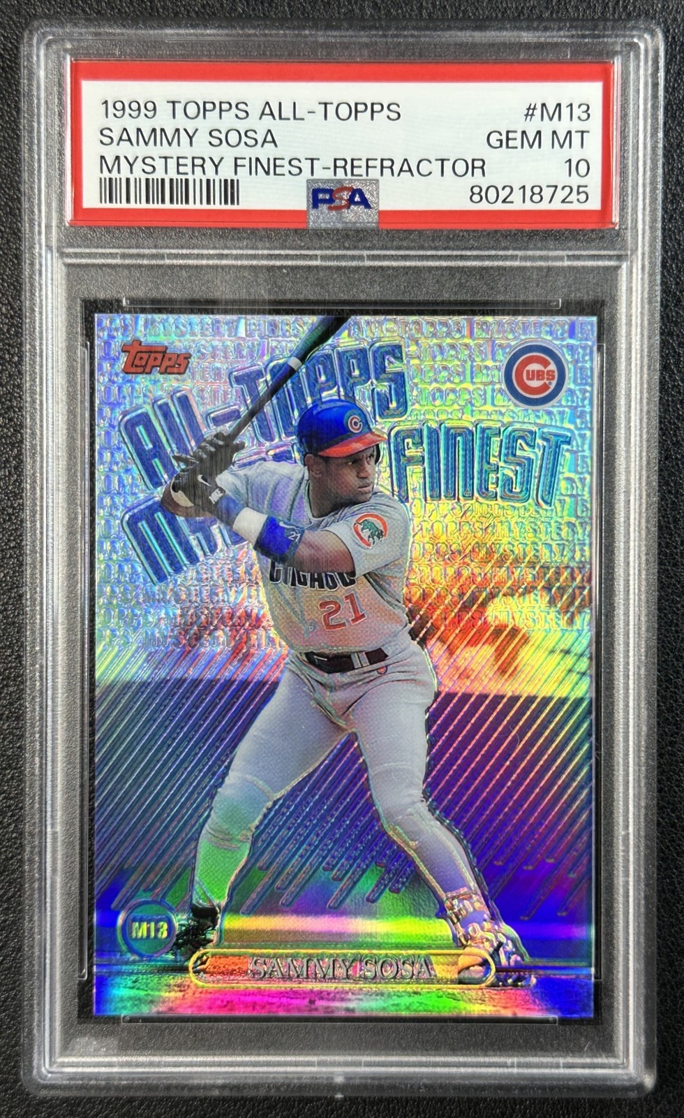 SAMMY SOSA PSA 10 1999 TOPPS #M13 ALL MYSTERY FINEST REFRACTOR CUBS 8725 view 1