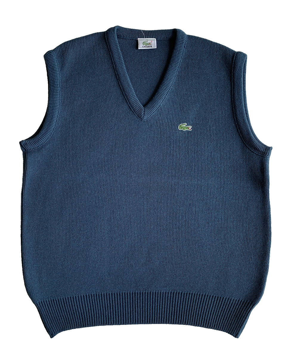 Lacoste Men's Sz 5 Large Teal Wool Blend Vest Sleeveless Sweater