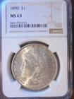 1890 Morgan dollar NGC, MS-63 Sharp Coin for the Grade