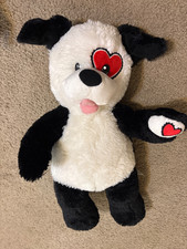 Build a Bear Valentine Black White Puppy Dog Red Heart Eye Plush Retired BAB