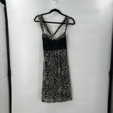 Guess Black Zebra Print Babydoll Dress Crisscross Strap Size 9 Party Cocktail *