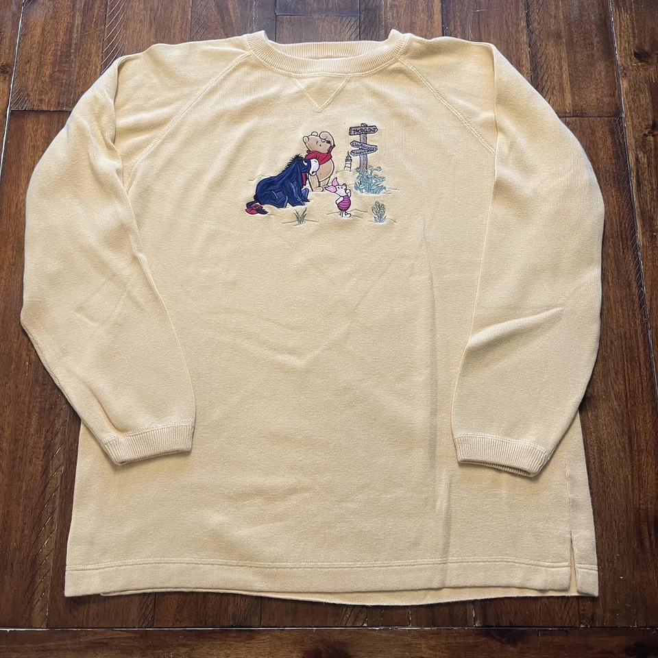 Sudadera De Colección Disney Winnie The Pooh Para Mujer XL Amarilla Eeyore Piglet Años 90 Foto 2 de 4