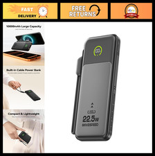 10000mAh Power Bank with USB-C Cable, 22.5W Fast Charging, Slim Portable Charger