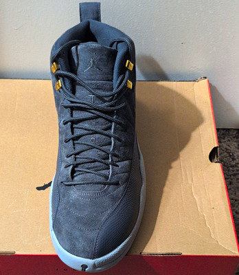 Jordan Air Jordan 12 Men s 14 High Top Suede Basketball Sneakers Gray/Black