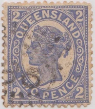 (Po60)1897 QLD 2dBlue partCancel PostNo.99 1RCancelow234