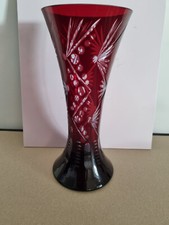 Glasvase Rubinrot Geschliffen  25 cm hoch