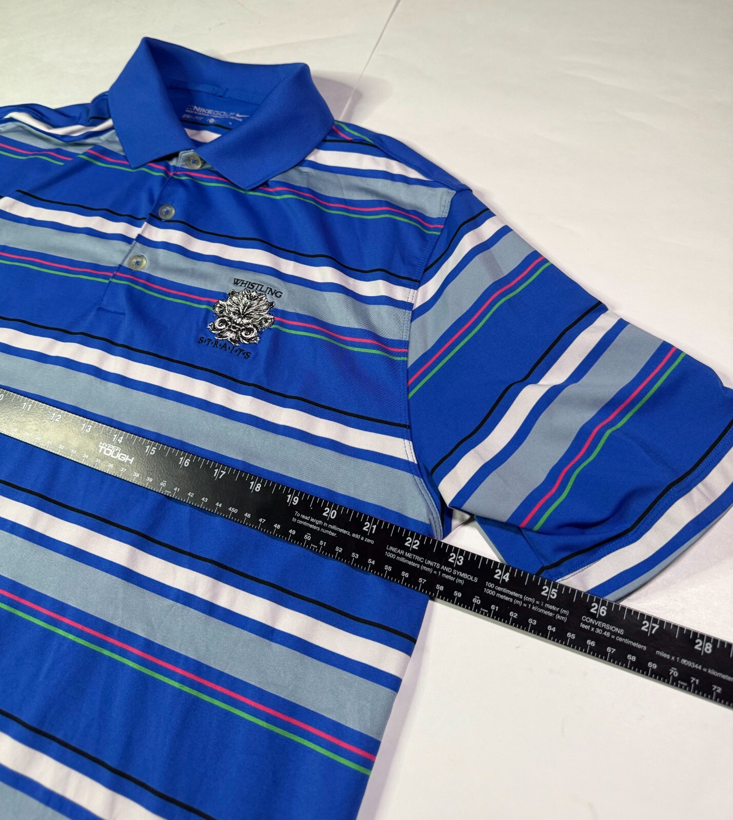 Nike Dri-Fit Polo Shirt Men's Large Multicolor Striped PGA Whistling Straights thumbnail 5