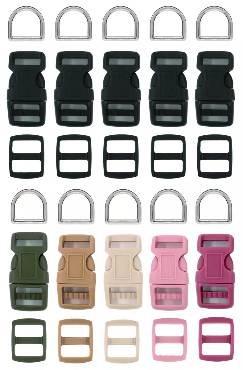 5/8 inch (16mm) 10 Dog Collar HARDWARE KITS (18 colors) buckle-slide-D ring