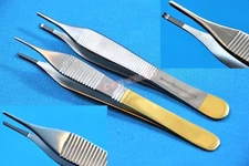 2 PLASTIC SURGERY ADSON DRESSING+TISSUE FORCEPS 4.75"SURGICAL INSTRUMENT GERMAN 
