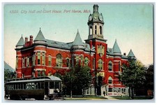 c1920s City Hall And Court House Exterior Port Huron Michigan MI Bus Postcard