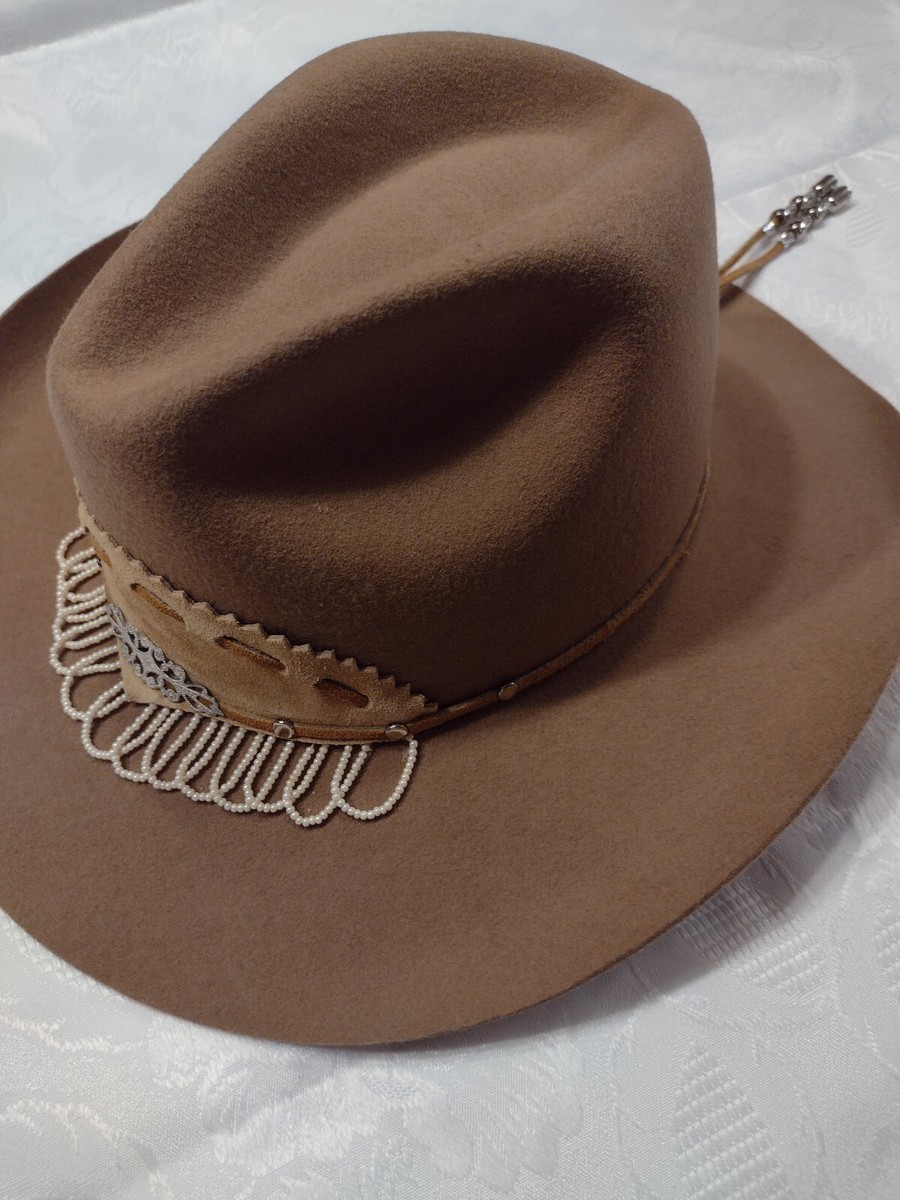 ? Vintage Cheyenne Hat Co Wool Western Hat ? Vintage Cheyenne Hughes Hat Co. Beige Size 7 1/4 100% Wool  main image 2