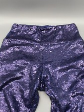 TIPSY ELVES BLUE SEQUINNED Leggings Size Medium Stretch Pants With Small Pocket