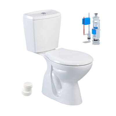 Stand WC mit Taharet Spülkasten Softclose WC Sitz senkrechter Bodenabgang SET