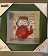 kitchen wall decor shadow box red kettle 8x8