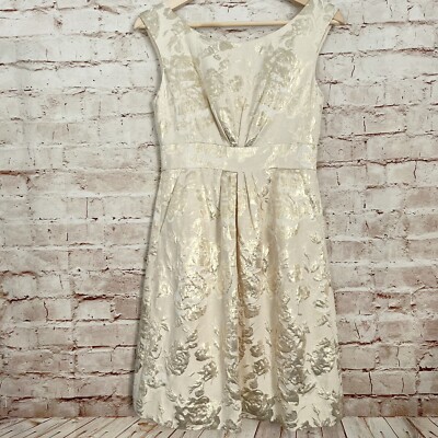 kate spade gold dress Womens Deanna Floral Brocade Sleeveless Size 2 Cream In Stock Tapcart UK