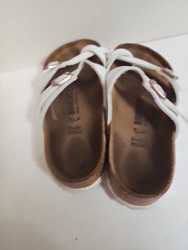 Birkenstock Mayari white slip on toe loop birko-flor sandals womens size 37 US 6 - Picture 6 of 7