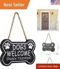 Charming Wooden Dog Rules Plaque - 10x6 Inches 'Dogs Welcome People Tolerated'
